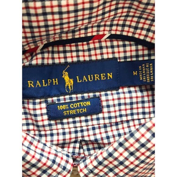 Ralph Lauren Polo Men’s 100% Cotton Stretch Medium plaid LS Full color pony logo - Picture 2 of 10